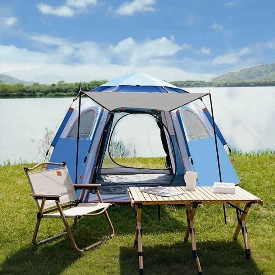 چادر مسافرتی اتوماتیک شش ضلعی آبی - Image 3