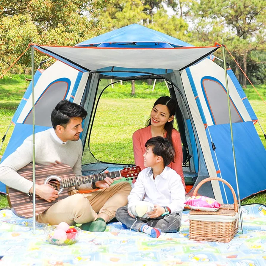 چادر مسافرتی اتوماتیک شش ضلعی آبی - Image 2